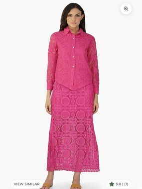 Women's Hot Pink Lace Maxi Skirt